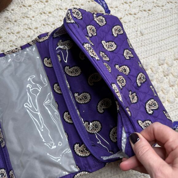 VERA BRADLEY Women's Hanging Makeup Toiletry Bag Purple Paisley Floral Travel - Picture 11 of 12